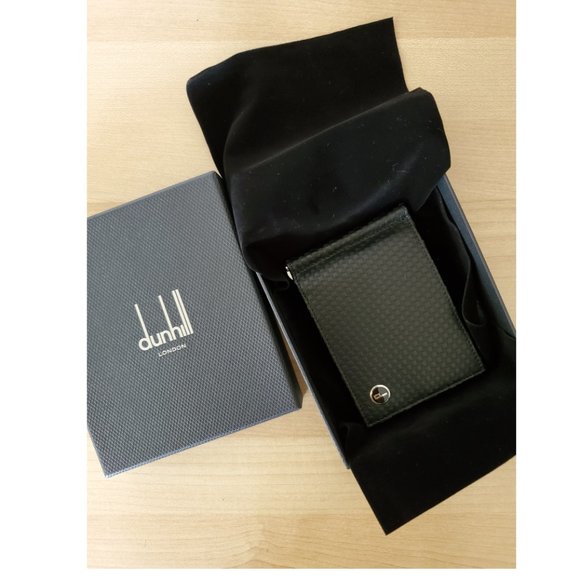 NWT - DUNHILL Black Leather Wallet with Money Clip - Picture 1 of 11